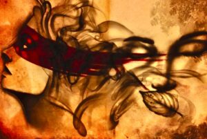 Abstract image of a woman’s face with flowing shapes, representing breath, emotion, and embodied trauma release. Breathwork and racial trauma in the body